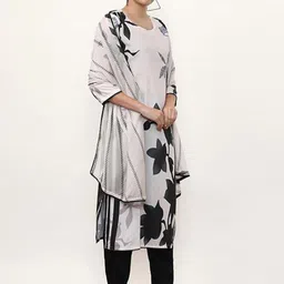 DWIZA ENTERPRISE Floral Printed Notch-Neck Straight Kurta With Trousers And Dupatta-picture-51