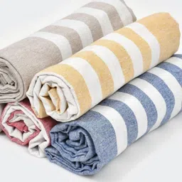 Aura Grey & Yellow 5 Striped Cotton 210 GSM Bath Towel-image-94