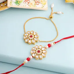 Anouk Kundan Studded And Beaded Bhaiya Bhabhi Rakhis With Roli Chawal-19