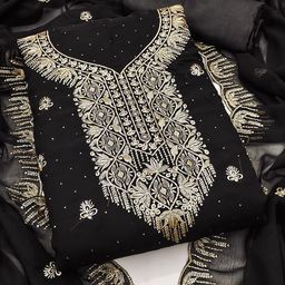 RUDRAA FAB Floral Zari Embroidered Unstitched Dress Material-image-99