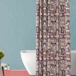 ArtzFolio Brown & Purple Printed Waterproof Shower Curtain-image-11
