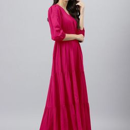 Krunal Raiyani Women Tiered Crepe Anarkali Kurta-picture-3