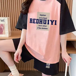JC Mode Round Neck T-Shirt With Shorts Co-Ords Set-image-86