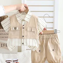 INCLUD Boys Striped Shirt Collar Shirt With Shorts-picture-8