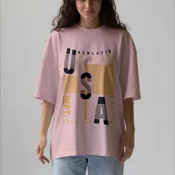 Moda Rapido Women Printed Raw Edge T-shirt-image-98