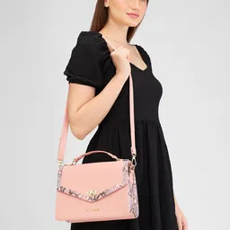 Caprese Structured Satchel Bags With Snake Skin Print-11