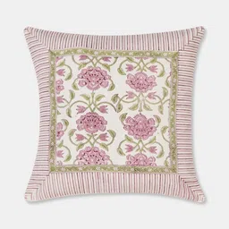 Fabindia Jarul Purple & White Floral Printed Cotton Square Cushion Cover-image-54