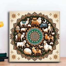 OLIVE TREE Beige & Green Birds and Animals Canvas Wall Painting-picture-14