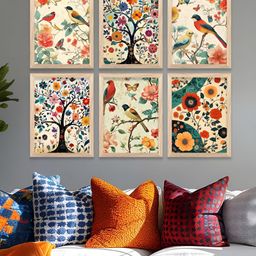 Kotart Brown & Red 6 and more Piece Wood Floral and Botanical Wall Paintings-picture-11