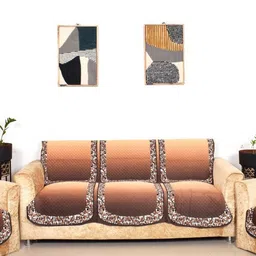 Aura Brown Polyester Sofa Cover-image-22