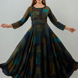 ROPADEMODA Printed Flared Maxi Ethnic Dress-image-99