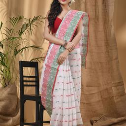 DESH BIDESH Woven Design Pure Cotton Taant Saree-image-70