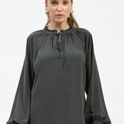 Madame Women Solid Tie-Up Neck Top-image-80