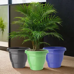 Kuber Industries 3-Pcs Black & Green  Durable Planters-36