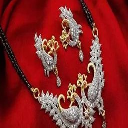 Frap Silver-Plated Artificial Stones Studded And Beaded Mangalsutra-image-71