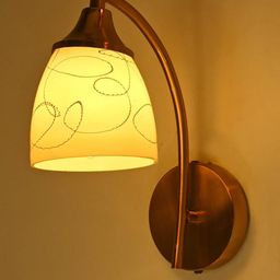 SOMIL Yellow & White Printed Glass Cylinder Shaped Wall Lamp-21