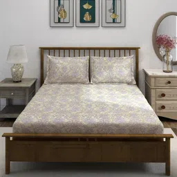 SWAYAM Pink & White Ethnic Motifs 210 TC Queen Bedsheet with 2 Pillow Covers-image-71
