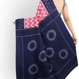 KIAARON Ethnic Motifs Linen Blend Block Print Saree image 3
