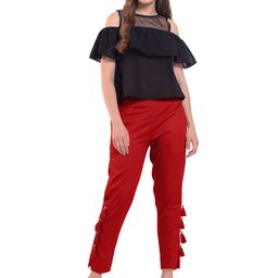 FLOREOS Women Textured Comfort Easy Wash Trousers-image-67