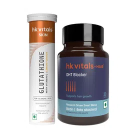 HK VITALS Set Of 2 Glutathione Tablets- 15 Tabs -Lemon & DHT Blocker Tablet - 30 Tabs-47