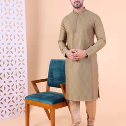 AURIK Men Textured Silk Kurta with Pyjamas-picture-13