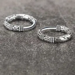 Bling Queen Stainless Steel Silver-Plated Circular Shaped Hoop Earrings-9