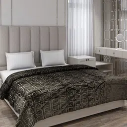 Monte Carlo Brown Geometric Printed AC Room 190 GSM Double Bed Blanket-image-83