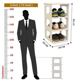 Kuber Industries White Stackable 3 Layer Shoes Rack image 3
