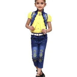 VALUE CREATION Girls Puff Sleeves Shirt With Trousers & Waistcoat-image-78