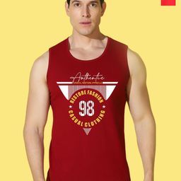 WOOSTRO Pack Of 2 Printed Combed Cotton Gym Vests VWS26(MORE RED)(98 MAROON)-image-74