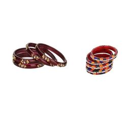 Somil Elegant Combo Glass Bangle Set | Handmade Traditional Chudi For Women | Perfect For Daily & Occasion Use, Combo Of 2 Set, Maroon, Multicolor-image-40