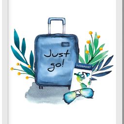 TAGVE White & Blue Travel Quote Canvas Wall Painting With Frame-image-68