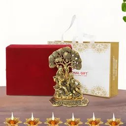 INTERNATIONAL GIFT Gold-Toned Radha Krishna Religious Idol Showpiece-image-65