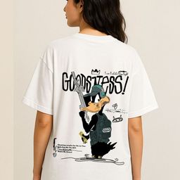WOBE Women Looney Tunes Graphic Printed Round Neck Pure Cotton T-shirt-image-99