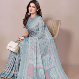 KALINI Ethnic Motifs Poly Chiffon Block Print Saree image 5