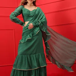 indo street Self Design Sweetheart Neck Top & Skirt-picture-32