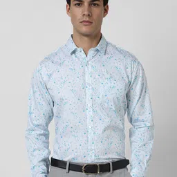 V Dot Men Slim Fit Spread Collar Floral Printed Cotton Formal Shirt-image-39