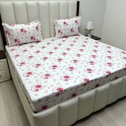Pure Decor Velar Fur Sib White Printed Pure Cotton 380TC King Bedsheet Set-2.74 m x 2.74 m-image-76