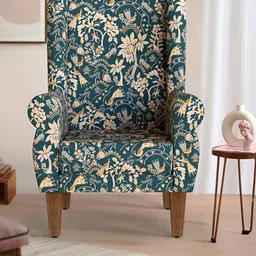 Chumbak Kasuthi Green Begum Floral Printed Wing Chair-image-62