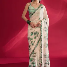 all about you Floral Poly Georgette Muga Saree-image-74