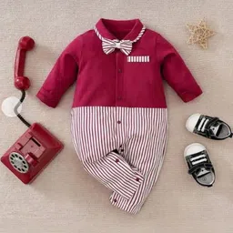 POOJATEX Kids Unisex Colourblocked Rompers-image-4