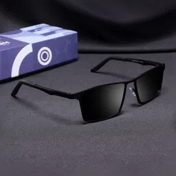 SUNGLASSIC Unisex Rectangle Sunglasses Ridex-Full-Black-Black-picture-26