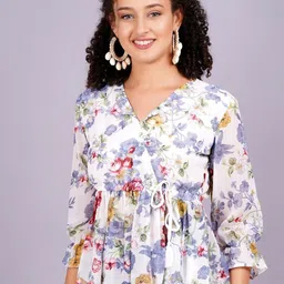 JC4U Print Flutter Sleeve Georgette Top image 4