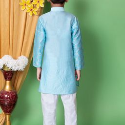 NFC CREATION Boys Embroidered Regular Sequinned Dupion Silk Kurta with Pyjamas image 4