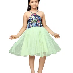 BAESD Floral Print Halter Neck Net A-Line Midi Dress-image-84