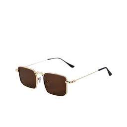 HASHTAG EYEWEAR Unisex Rectangle Sunglasses with UV Protected Lens GBRN-2178-Gold & Brown-2804-12