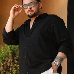 Instafab Plus Men Textured Comfort Plus Size Casual Shirt-image-36