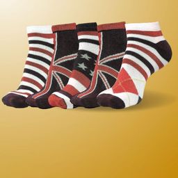 MJE Men Pack Of 5 Patterned Ankle Length Socks-image-63