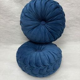 Myntra Elegant Homes 2-Pcs Navy Blue Self-Designed Round Pumpkin Pre-Filled Cushion-picture-30