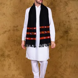 Exotic India Kinnauri Woven Design Border Woolen Stole-image-41